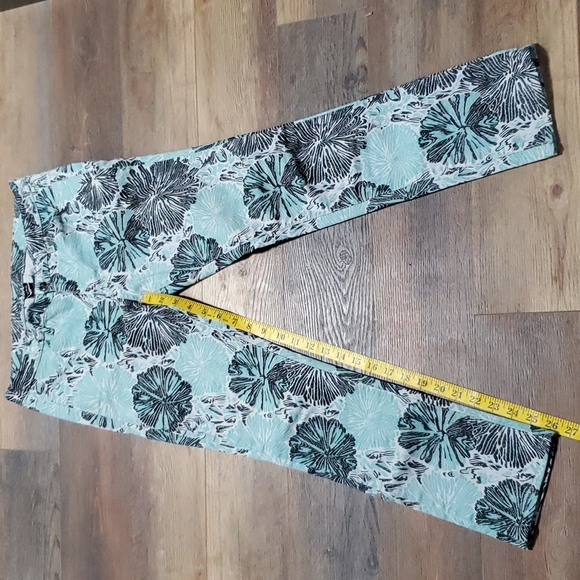 Suno turquoise crop jeans floral abstract pockets - Picture 1 of 8
